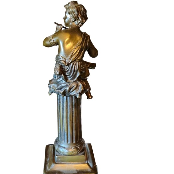 L. F. Moreau Sculptures 13 Inch French Statues With Musical Instruments - Picture 12 of 15